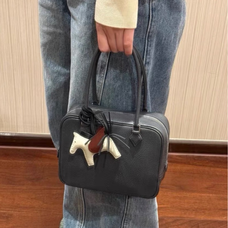 k刻2825 🩷Hermes愛馬仕mini plume20銀扣石板灰羽毛包手提包-3