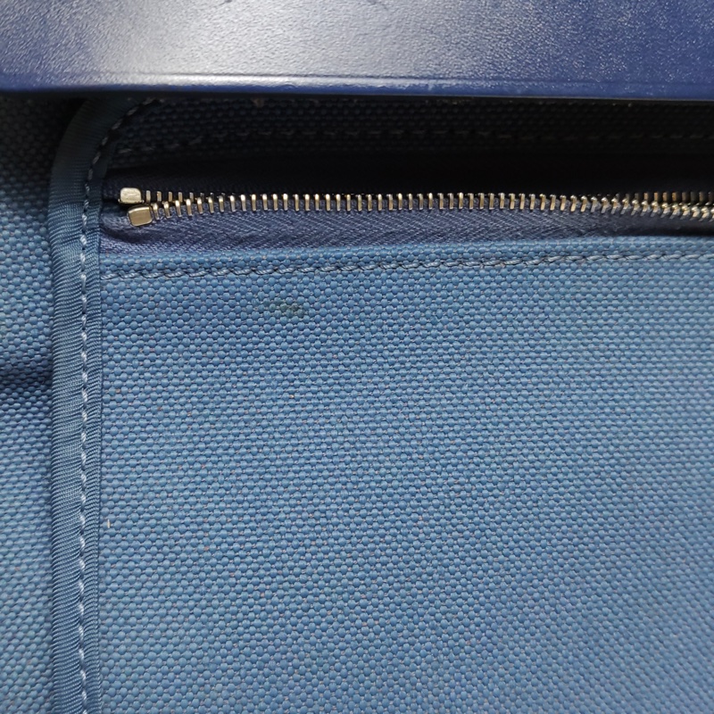 Hermes Herbag31單肩包Hunter牛皮帆布銀扣 73寶石藍7E明藍色C刻-21