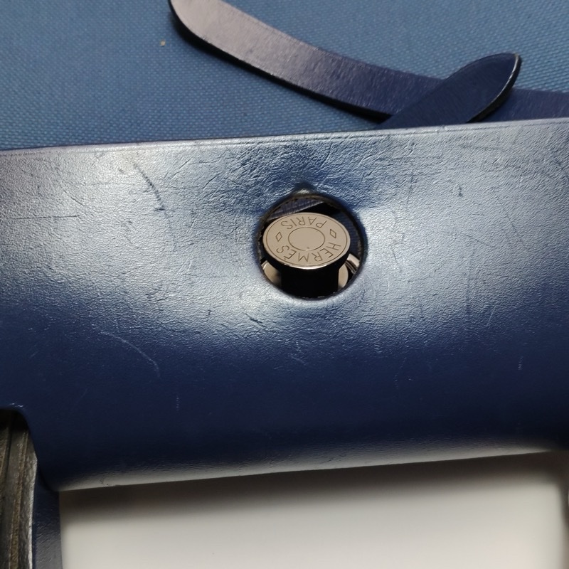 Hermes Herbag31單肩包Hunter牛皮帆布銀扣 73寶石藍7E明藍色C刻-9