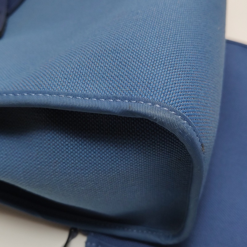 Hermes Herbag31單肩包Hunter牛皮帆布銀扣 73寶石藍7E明藍色C刻-16