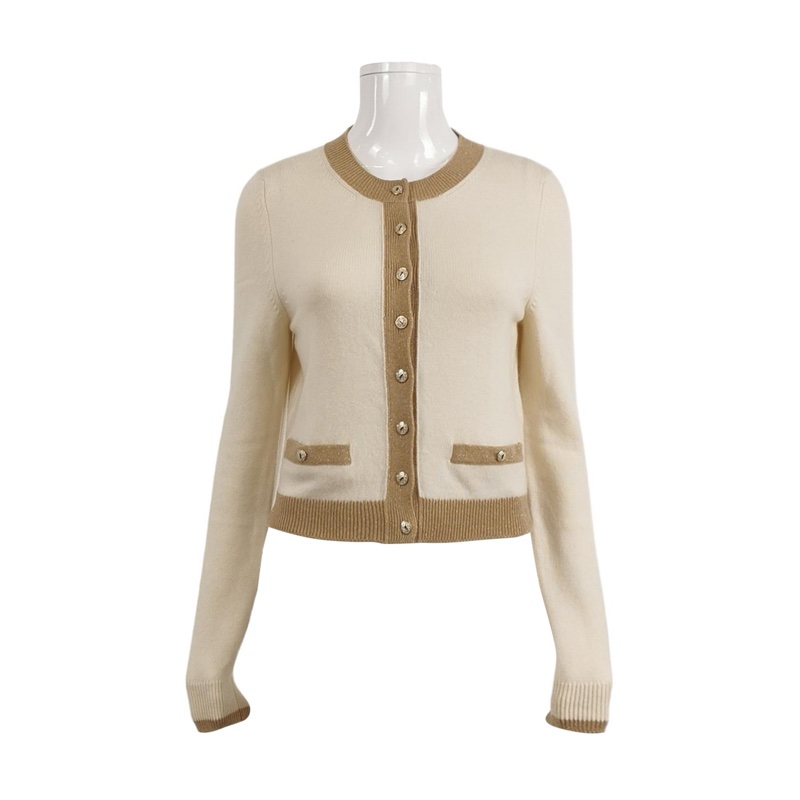 Chanel 羊絨混紡拼色長袖針織衫36碼-0