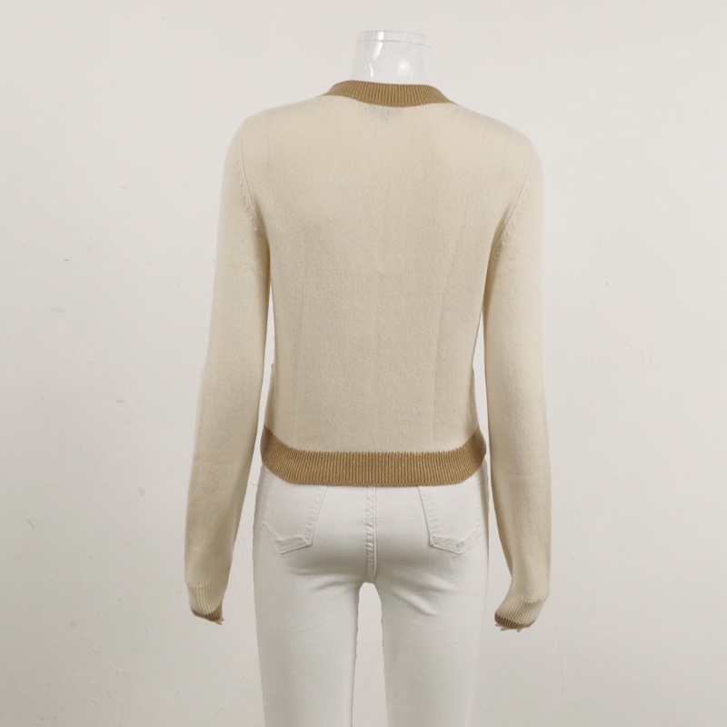 Chanel 羊絨混紡拼色長袖針織衫36碼-1