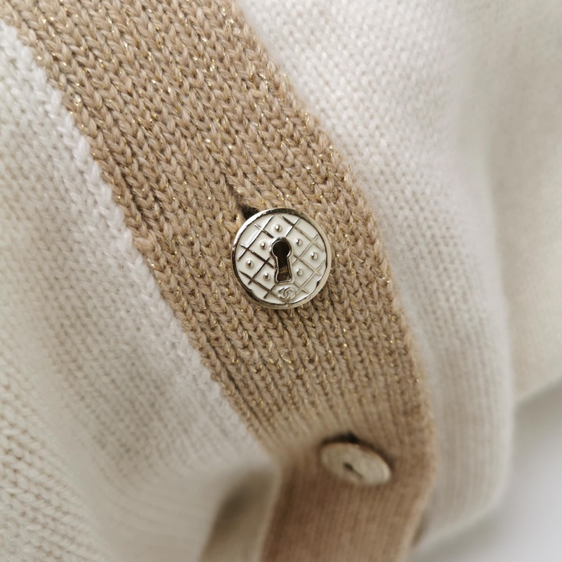 Chanel 羊絨混紡拼色長袖針織衫36碼-2