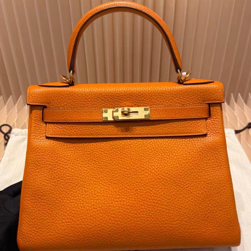 Hermes 愛馬仕Kelly28，I9杏黃色，C刻-1