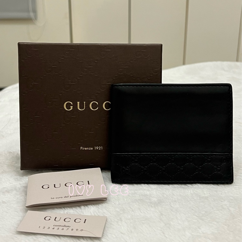 Gucci Micro Guccissima 經典黑 雙折皮夾 256408 短夾 正品 二手精品-0