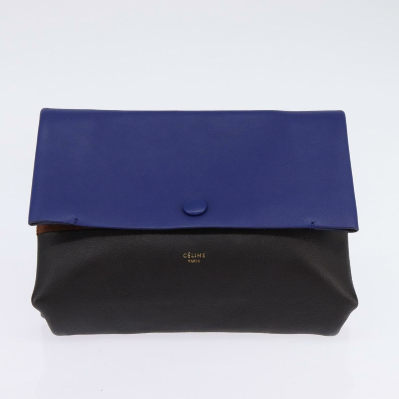 【日本直送】CELINE All Soft 皮革肩背包 藍色 黑色 銀色 正品 BA6374-18