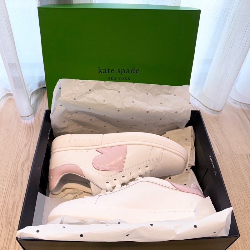 全新Kate Spade 粉色皮革小白鞋|實體店正品 👟-0