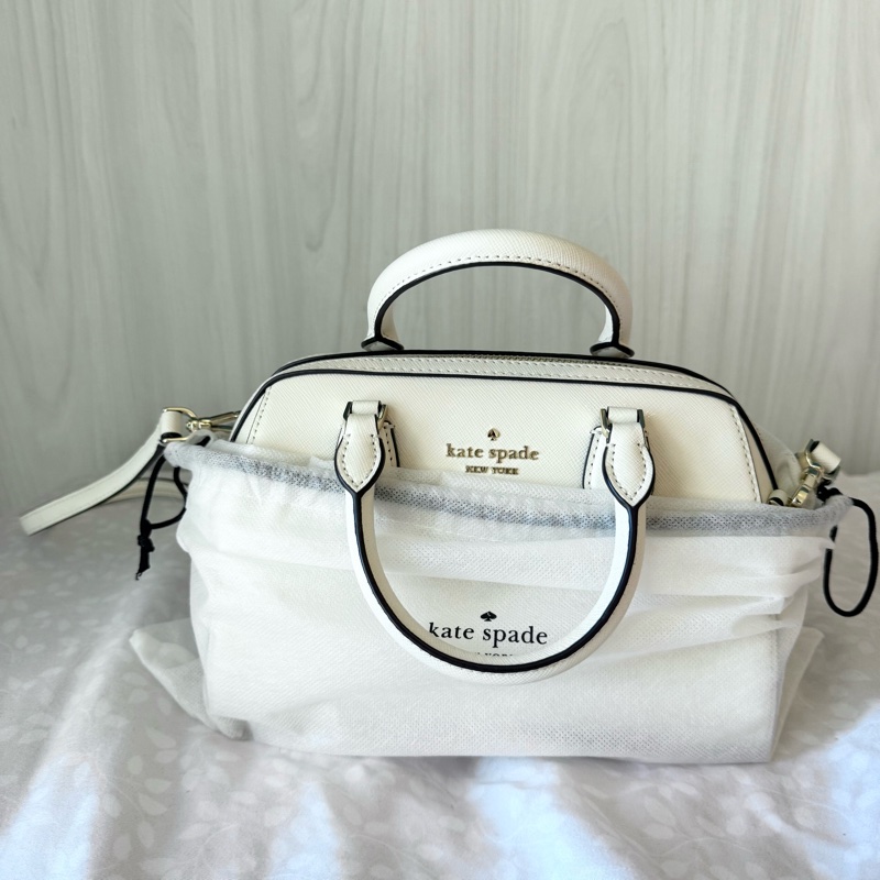 ✨ Kate Spade 真皮白色手提/斜背兩用波士頓包 ✨-7