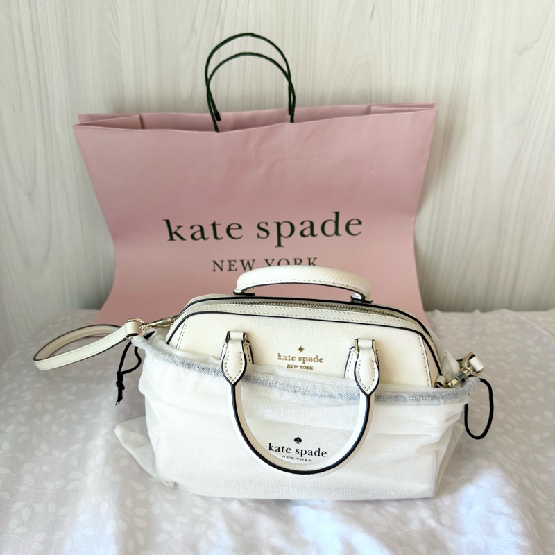 ✨ Kate Spade 真皮白色手提/斜背兩用波士頓包 ✨-8