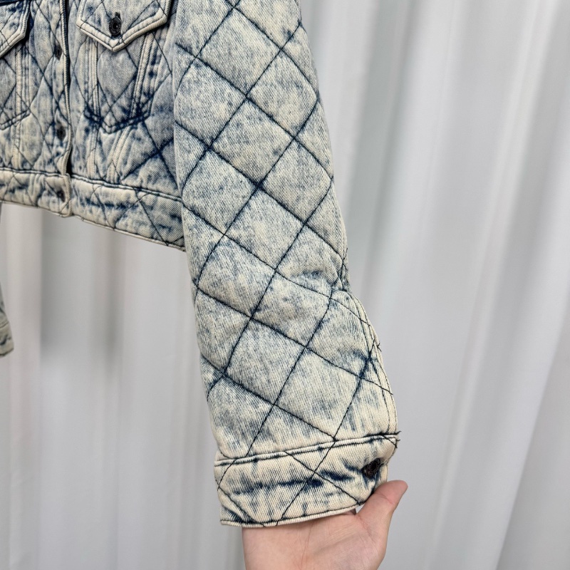 ❤️ MIU MIU LOGO字母刺繡 菱格紋牛仔外套-2