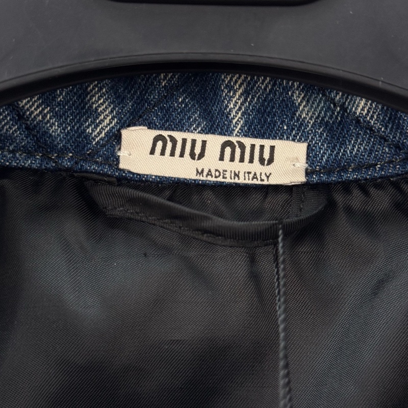 ❤️ MIU MIU LOGO字母刺繡 菱格紋牛仔外套-5