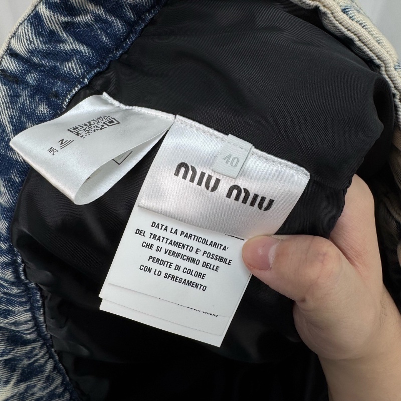 ❤️ MIU MIU LOGO字母刺繡 菱格紋牛仔外套-6