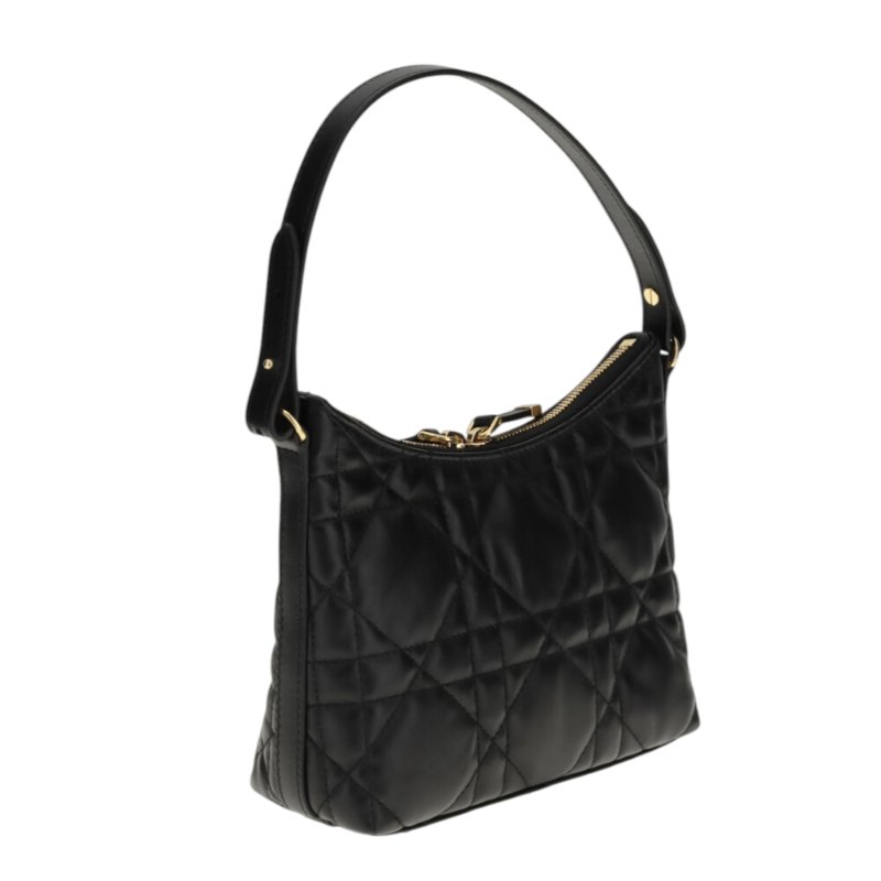 【Dior 迪奧】Miss Caro Diorling 大籐格紋羊皮 雙背帶 鏈帶迷你包 肩背包 斜背包 黑色 S5253UHAG_900-2