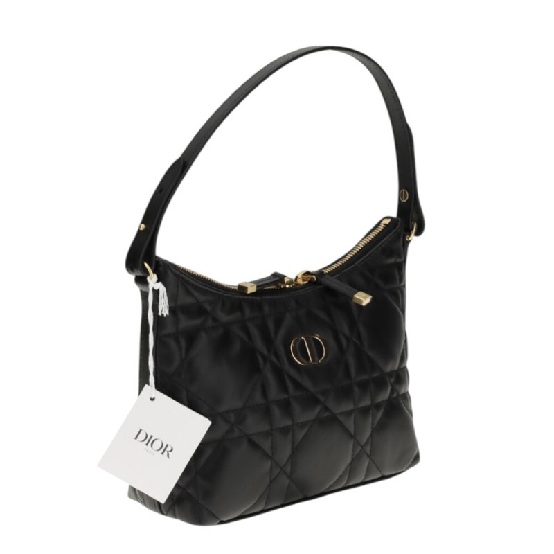 【Dior 迪奧】Miss Caro Diorling 大籐格紋羊皮 雙背帶 鏈帶迷你包 肩背包 斜背包 黑色 S5253UHAG_900-4