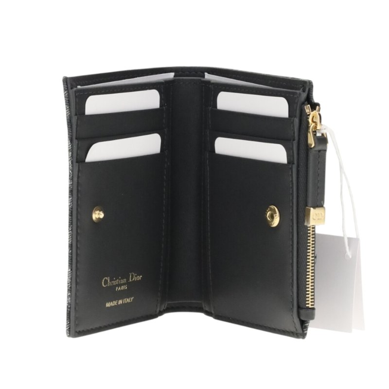 【Dior 迪奧】30 Montaigne Dahlia 蒙田30 緹花 錢包 卡夾 皮夾 短夾 灰色 S2197UDDK_932-1