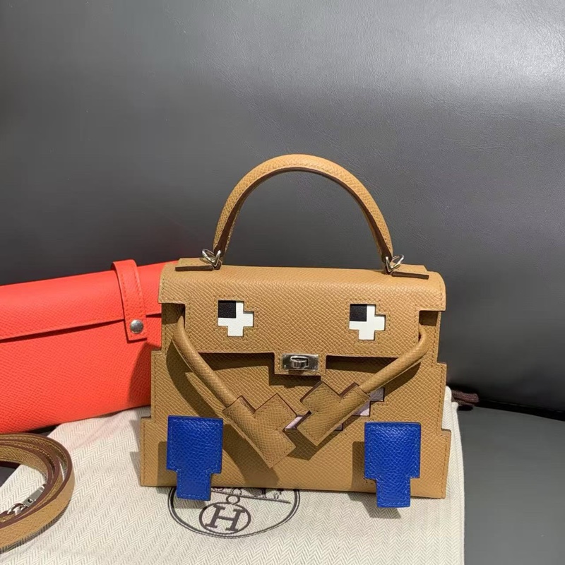 Hermes愛馬仕 Kelly Doll馬賽克娃娃，餅乾色拼德克薩斯粉 w刻-2