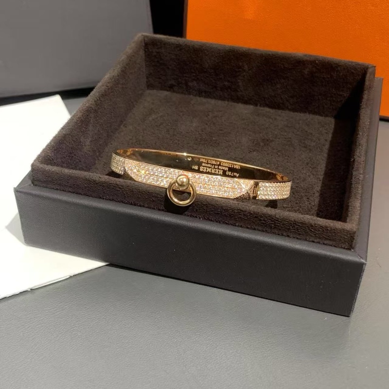 Hermes 愛馬仕 cdc 玫瑰金滿鑽手鐲 sh 小號,合適 15~16 手腕,2023 年購入-4