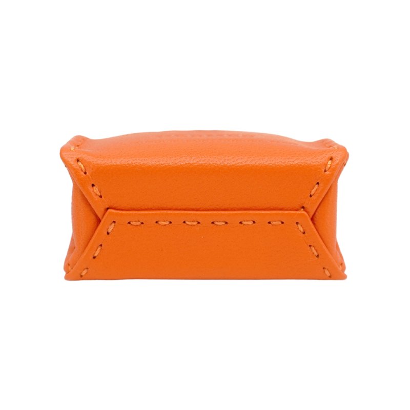 Hermes 立體紙袋造型小羊皮吊飾 (橘)-2