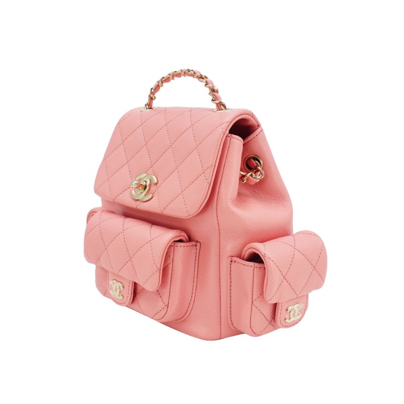 Chanel 展示品 Duma 粒紋小牛皮淡金釦後背包(AS4399-粉)-1