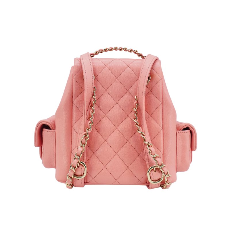 Chanel 展示品 Duma 粒紋小牛皮淡金釦後背包(AS4399-粉)-2