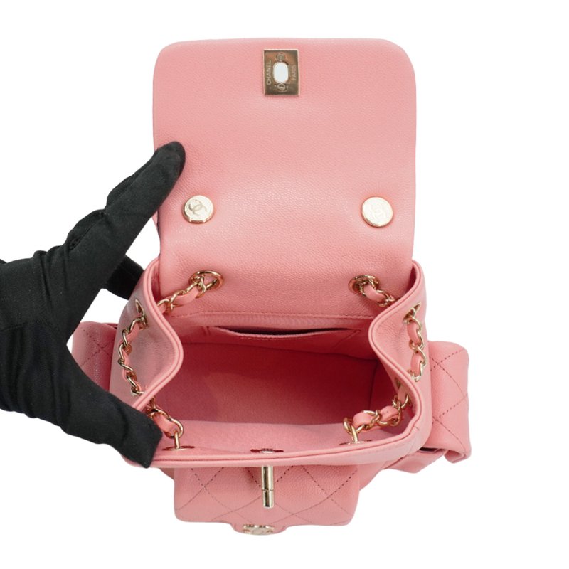 Chanel 展示品 Duma 粒紋小牛皮淡金釦後背包(AS4399-粉)-4