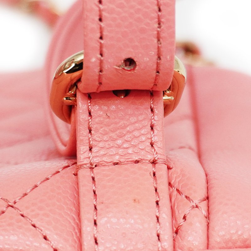 Chanel 展示品 Duma 粒紋小牛皮淡金釦後背包(AS4399-粉)-7