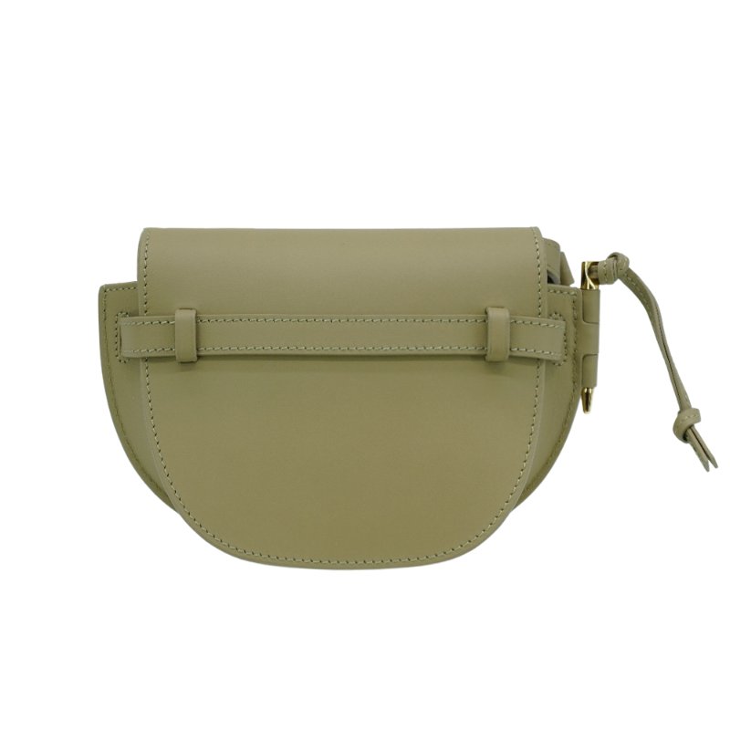 Loewe 展示品 Mini Gate Dual 柔軟小牛皮緹花雙層斜背包(黏土綠)-2