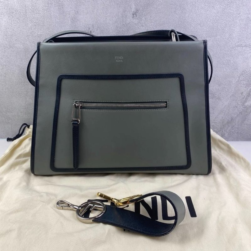 ️Fendi Runaway 深灰色牛皮中號托特包 99新 配件塵袋-0