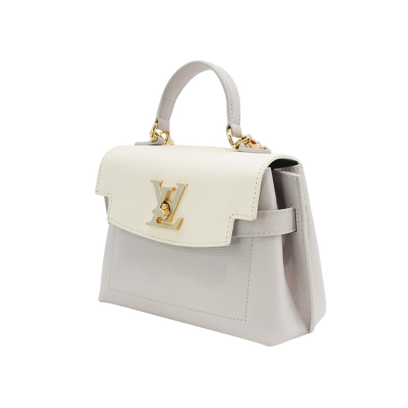 Louis Vuitton 展示品 LockMe Ever Mini 粒面牛皮手提斜背包(M23442-奶油/灰)-1