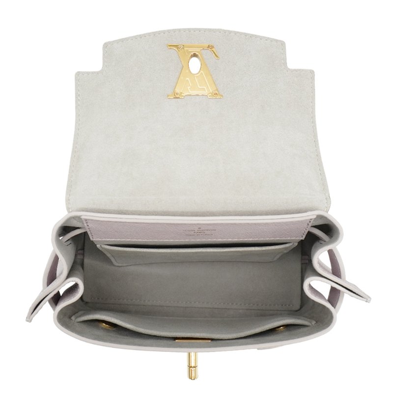 Louis Vuitton 展示品 LockMe Ever Mini 粒面牛皮手提斜背包(M23442-奶油/灰)-4