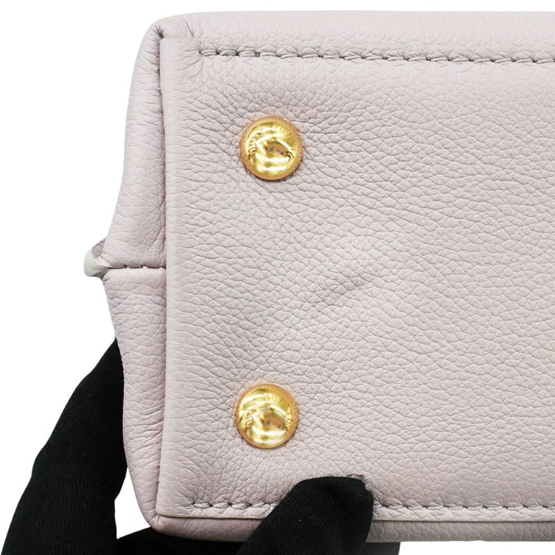 Louis Vuitton 展示品 LockMe Ever Mini 粒面牛皮手提斜背包(M23442-奶油/灰)-7