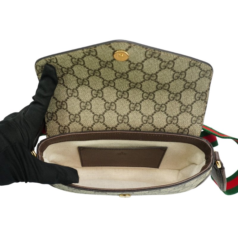 Gucci 展示品 Ophidia GG 帆布迷你翻蓋肩背/斜背包(764961-棕)-4