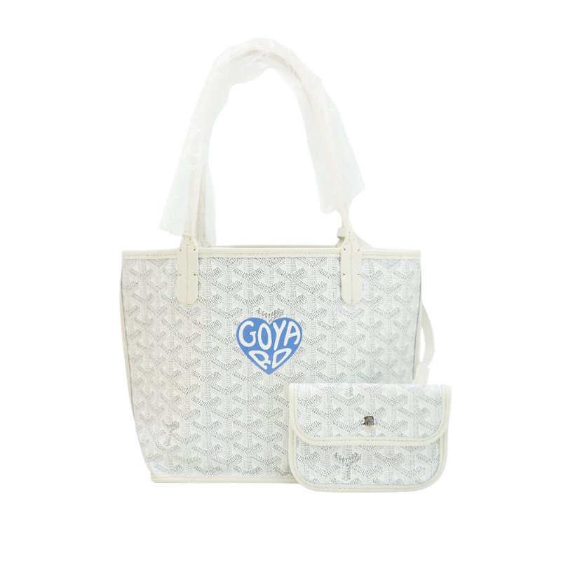 Goyard Anjou Mini 愛心印花logo雙面購物包-迷你(白)-0