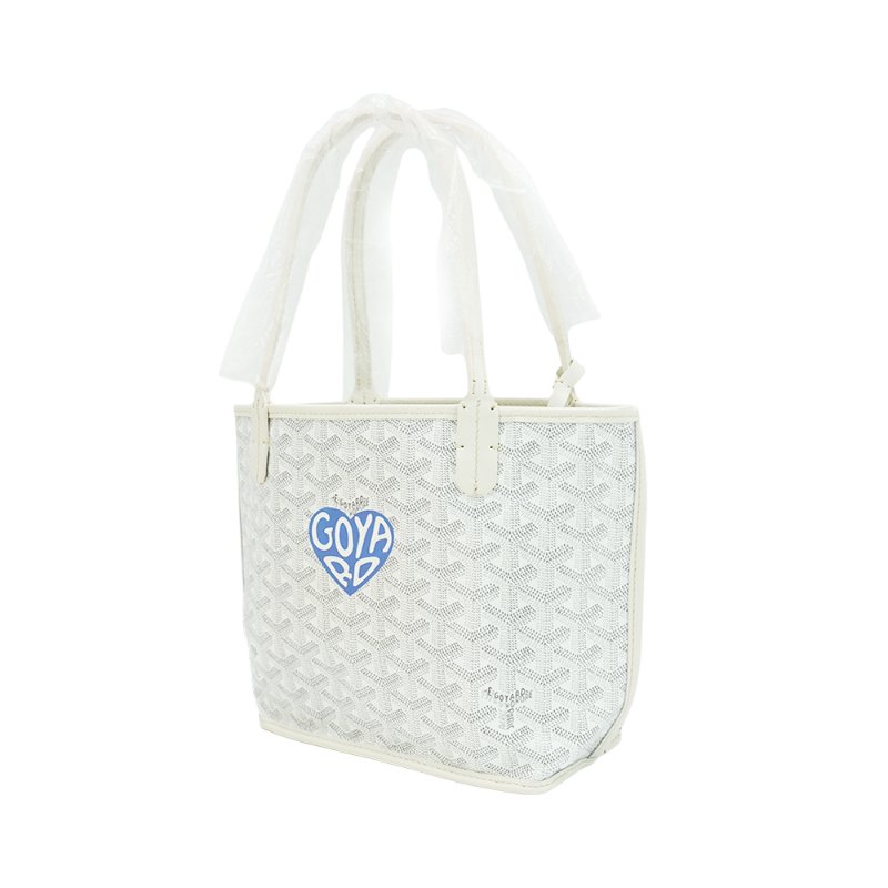 Goyard Anjou Mini 愛心印花logo雙面購物包-迷你(白)-2