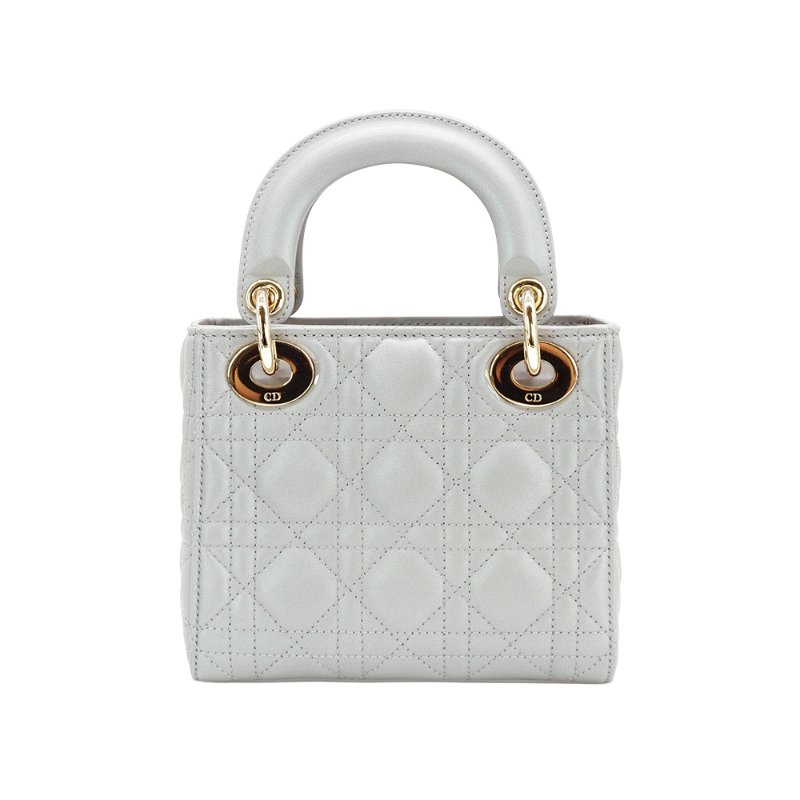 Diro 展示品 Lady Dior 籐格紋牛皮兩用黛妃包-Mini(灰)-2
