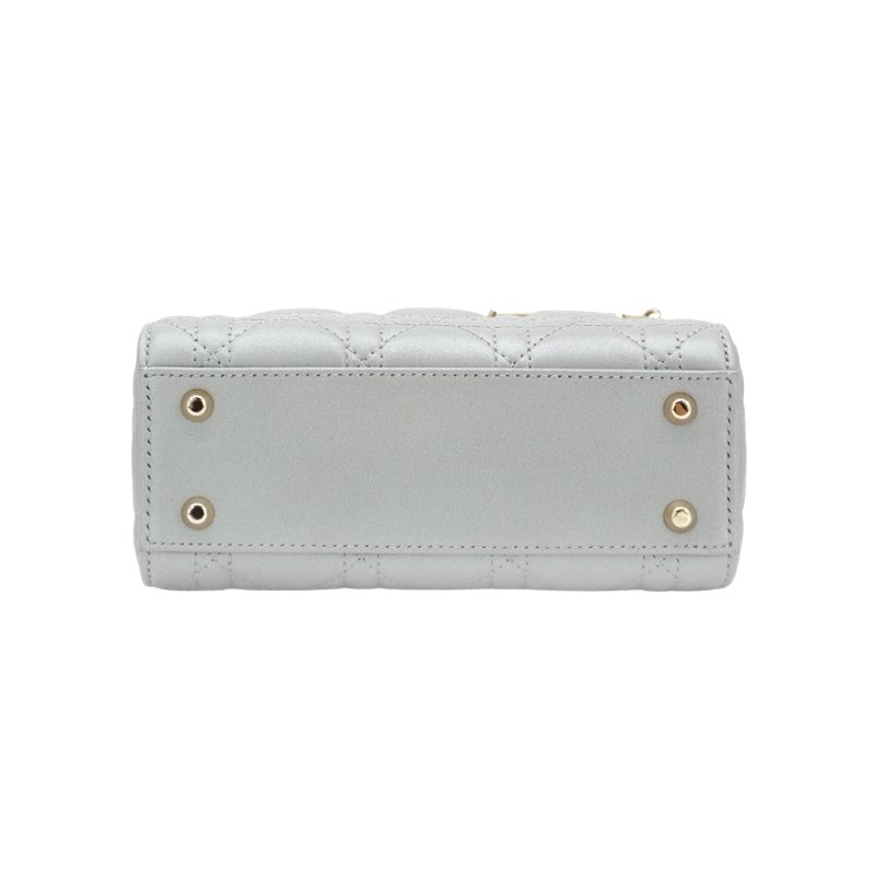 Diro 展示品 Lady Dior 籐格紋牛皮兩用黛妃包-Mini(灰)-3