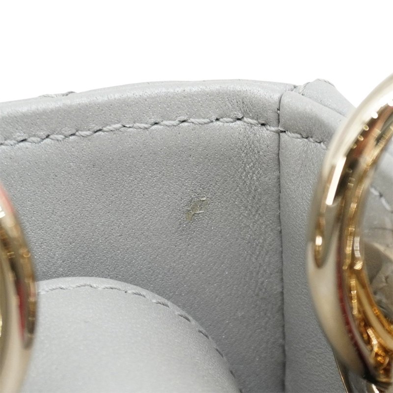 Diro 展示品 Lady Dior 籐格紋牛皮兩用黛妃包-Mini(灰)-6