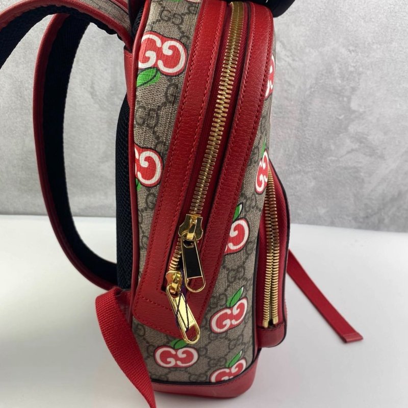 Gucci Supreme老花拼色 蘋果小號後背書包 99新配件塵袋-2
