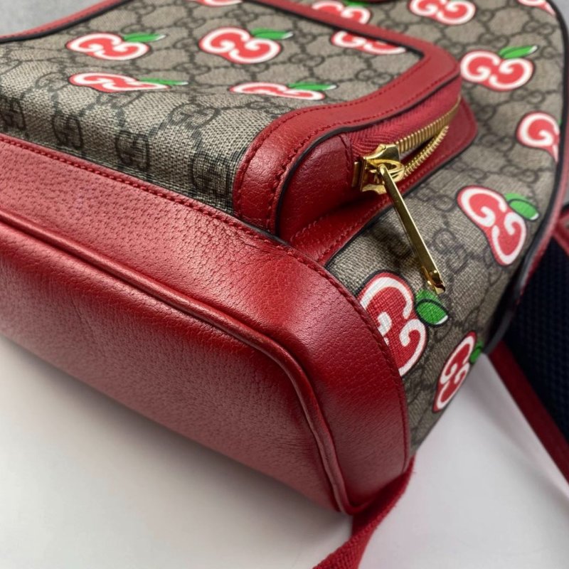 Gucci Supreme老花拼色 蘋果小號後背書包 99新配件塵袋-3