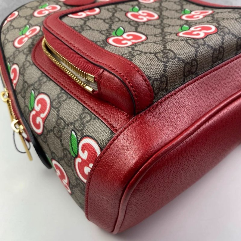 Gucci Supreme老花拼色 蘋果小號後背書包 99新配件塵袋-4