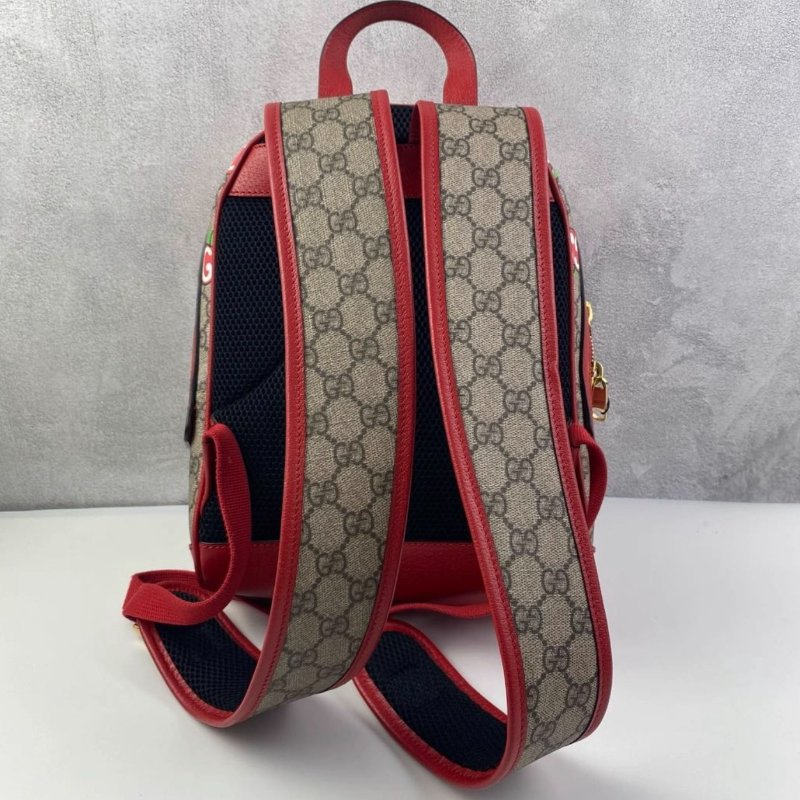 Gucci Supreme老花拼色 蘋果小號後背書包 99新配件塵袋-5