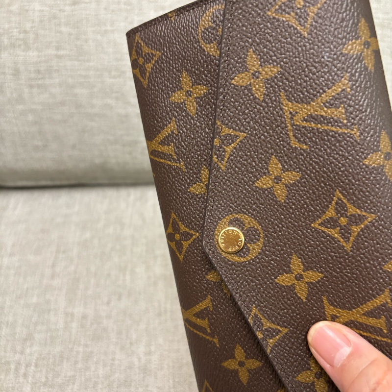 Louis Vuitton老花粉色內裡信封皮夾-18