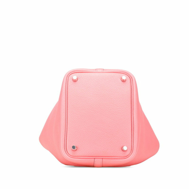 Hermes Hermès Picotin Lock PM 手提包,玫瑰杜鵑粉紅色,銀色金屬配件和 Taurillon Clemence 皮革,女士-2