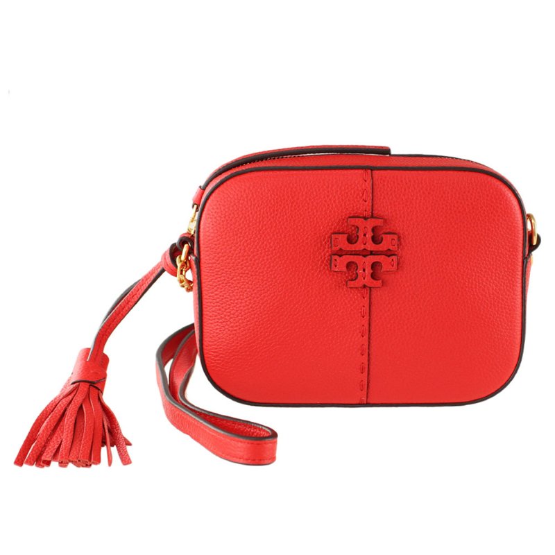 【TORY BURCH】流蘇皮革斜背包-紅色-0