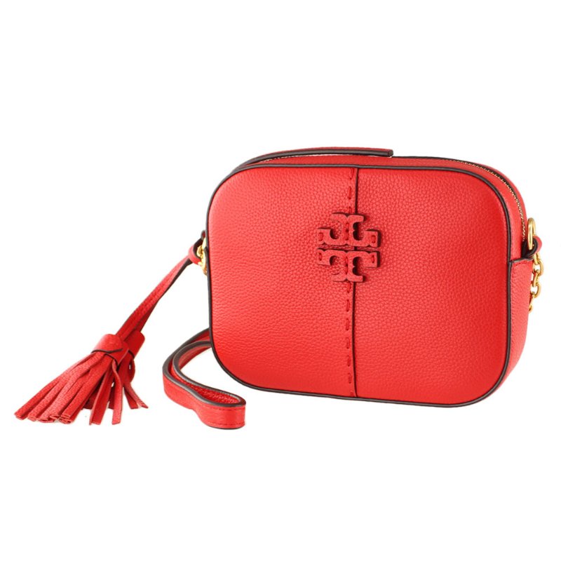 【TORY BURCH】流蘇皮革斜背包-紅色-1