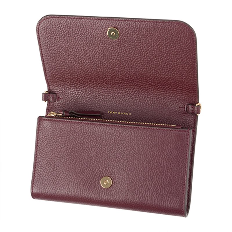 【TORY BURCH】翻蓋皮革斜背包-酒紅色-2