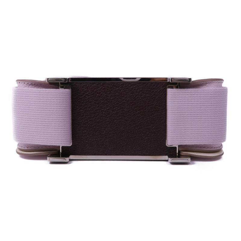 HERMES Chevre皮革Geta銀扣肩背袋Mauve Pale-3