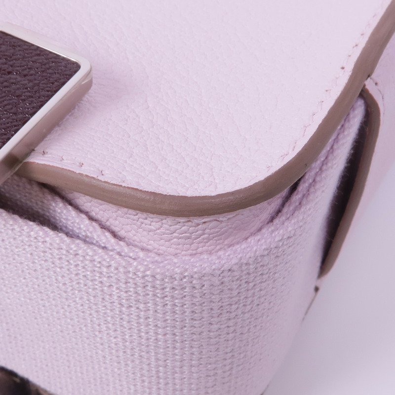 HERMES Chevre皮革Geta銀扣肩背袋Mauve Pale-5