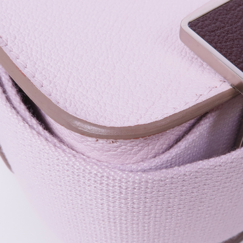 HERMES Chevre皮革Geta銀扣肩背袋Mauve Pale-6