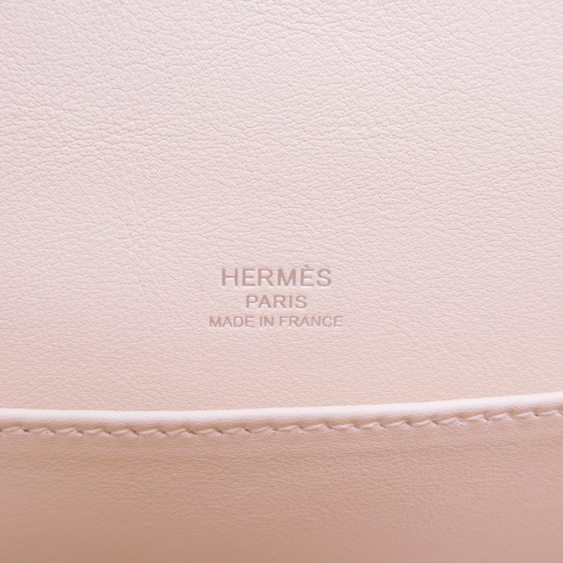 HERMES Chevre皮革Geta銀扣肩背袋Mauve Pale-10